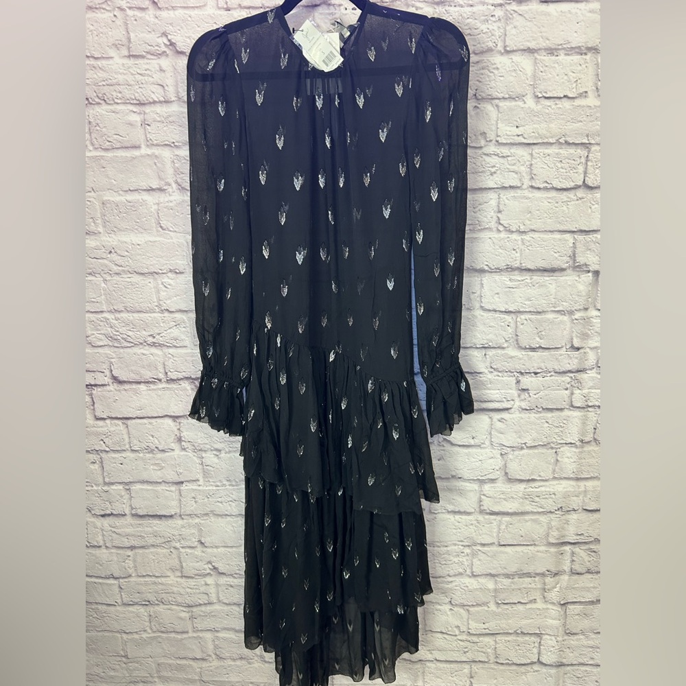 1192. Elegant Black Sheer Long Sleeve Dress - Picture 8 of 8